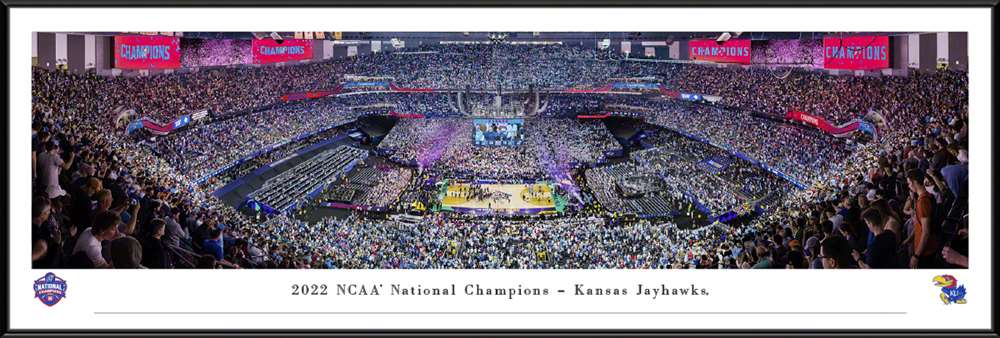 2022 NCAA Men's Basketball National Champions Panoramic Picture - Kansas Jayhawks  Standard Frame
