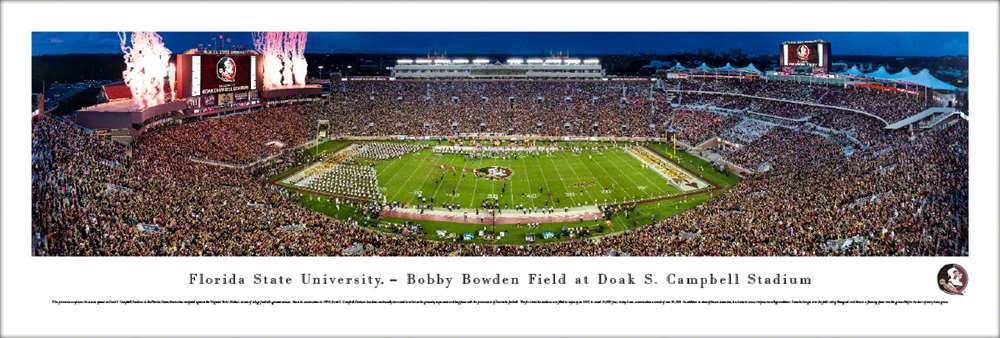 Florida State Seminoles Football Panorama - Doak Campbell Stadium Fan Cave Decor  Unframed