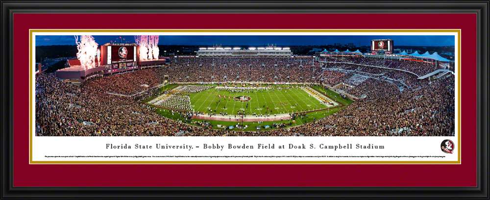 Florida State Seminoles Football Panorama - Doak Campbell Stadium Fan Cave Decor  Deluxe Frame