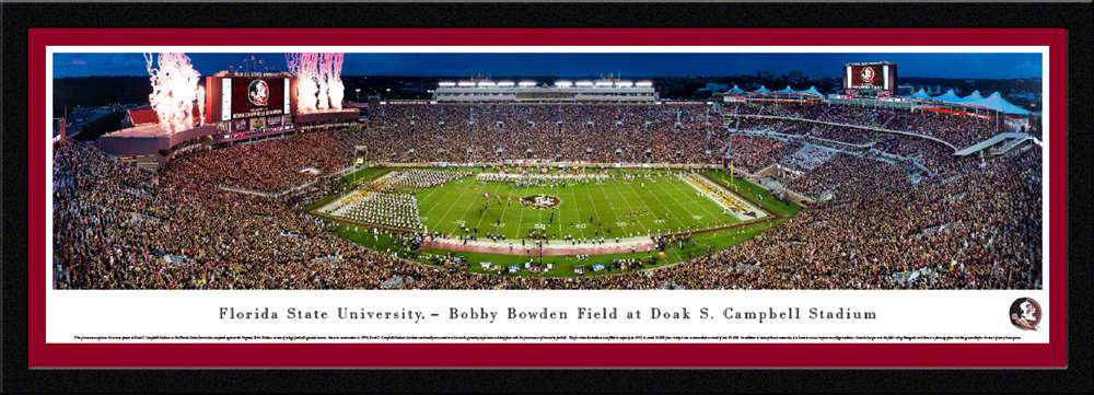 Florida State Seminoles Football Panorama - Doak Campbell Stadium Fan Cave Decor  Select Frame