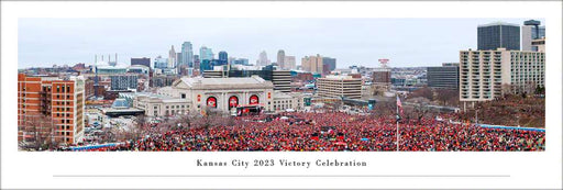 Kansas City Celebrates - 2023 Kansas City Chiefs Victory Parade Panoramic Fan Cave Decor  Unframed