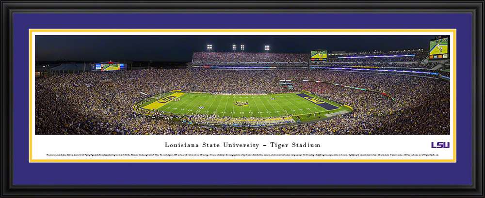 Louisiana State University Tigers Panoramic Picture - LSU Tiger Stadium- Football  Deluxe Frame
