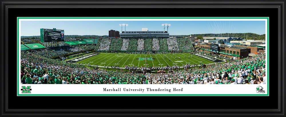 Marshall Thundering Herd Panoramic Picture - Joan C. Edwards Fan Cave Decor  Deluxe Frame