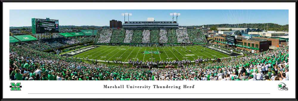 Marshall Thundering Herd Panoramic Picture - Joan C. Edwards Fan Cave Decor  Standard Frame