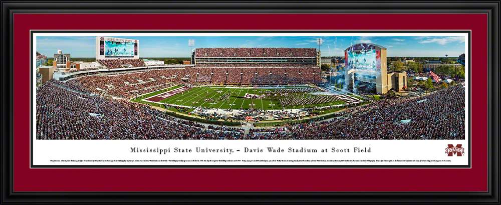 Mississippi State Bulldogs Football Panoramic - Davis Wade Stadium Panorama  Deluxe Frame