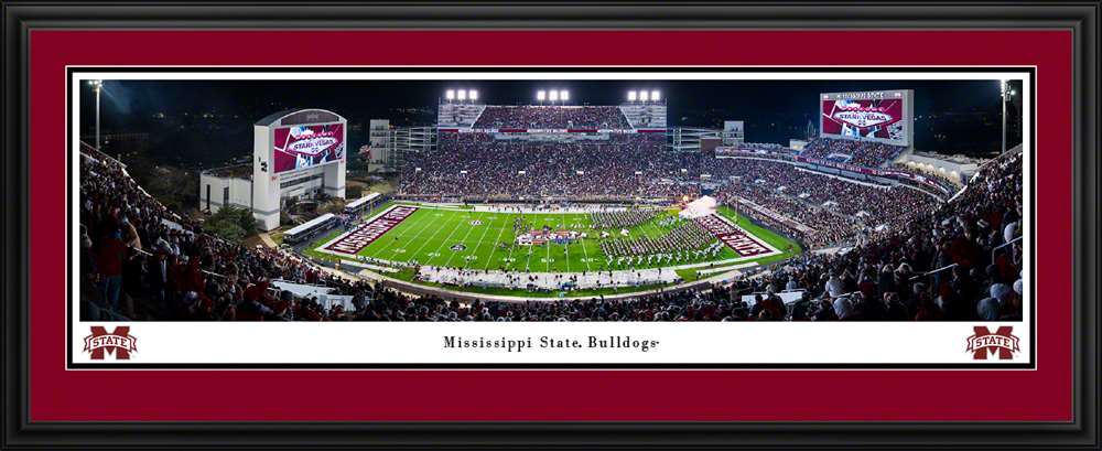 Mississippi State Bulldogs Football Panoramic Picture - Davis Wade Stadium Fan Cave Decor  Deluxe Frame