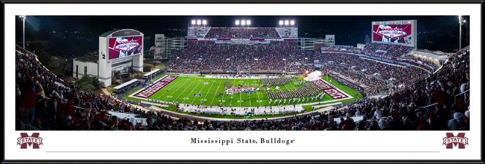 Mississippi State Bulldogs Football Panoramic Picture - Davis Wade Stadium Fan Cave Decor  Standard Frame