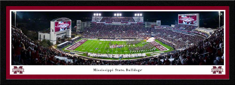 Mississippi State Bulldogs Football Panoramic Picture - Davis Wade Stadium Fan Cave Decor  Select Frame