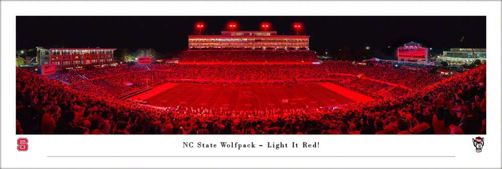 North Carolina State Wolfpack Football Panoramic Picture - "Light It Red" Carter-Finley Stadium Fan Cave Decor  Unframed