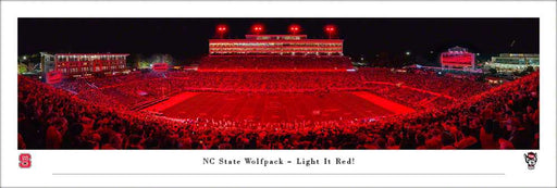 North Carolina State Wolfpack Football Panoramic Picture - "Light It Red" Carter-Finley Stadium Fan Cave Decor  Unframed