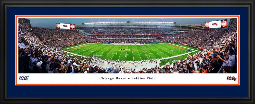 Chicago Bears 100 Seasons Panoramic Poster - Soldier Field Picture  Deluxe Frame