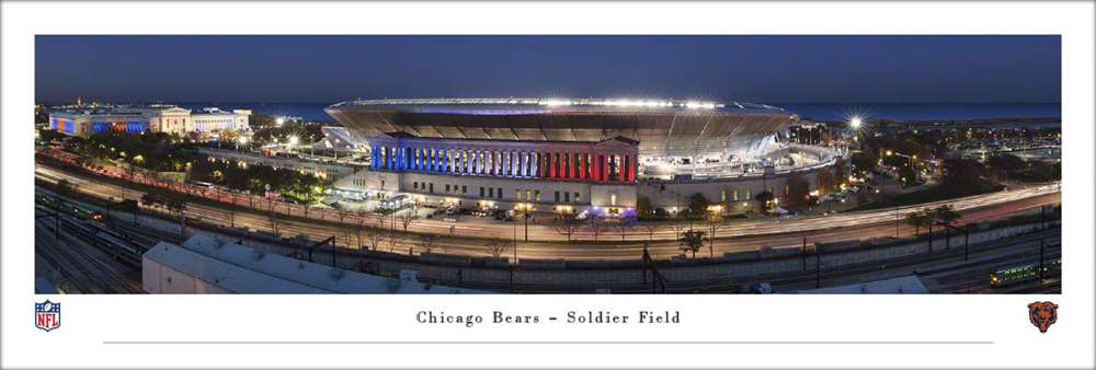 Soldier Field Panoramic Picture - Chicago Bears NFL Fan Cave Decor  Unframed