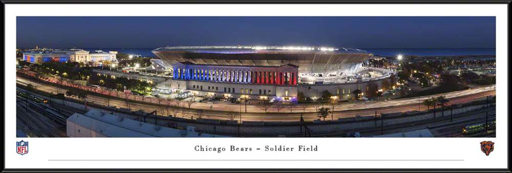 Soldier Field Panoramic Picture - Chicago Bears NFL Fan Cave Decor  Standard Frame