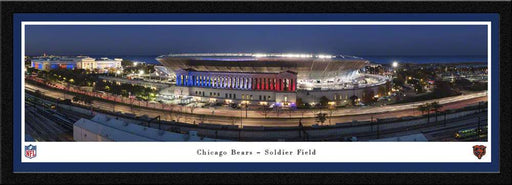 Soldier Field Panoramic Picture - Chicago Bears NFL Fan Cave Decor  Select Frame