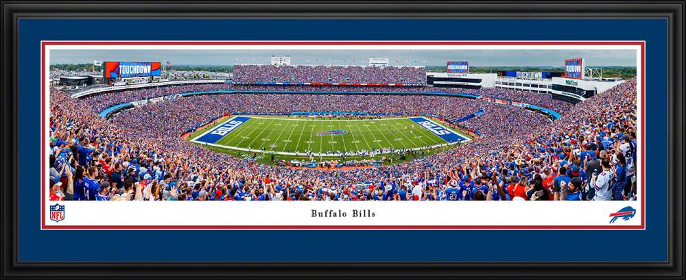 Buffalo Bills Panoramic Poster - Highmark Stadium NFL Fan Cave Wall Decor   Deluxe Frame