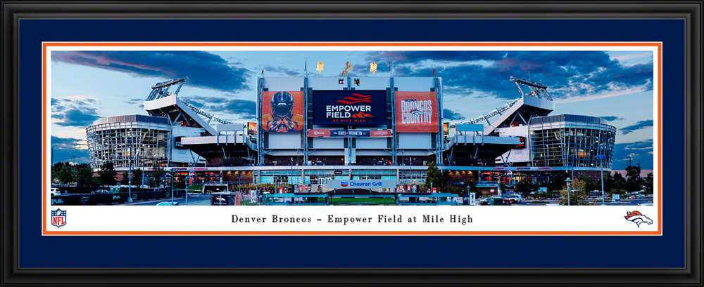 Denver Broncos NFL Fan Cave Decor - Empower Field at Mile High Stadium Panoramic Picture  Deluxe Frame