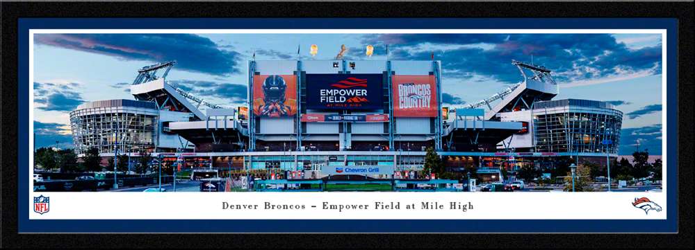Denver Broncos NFL Fan Cave Decor - Empower Field at Mile High Stadium Panoramic Picture  Select Frame