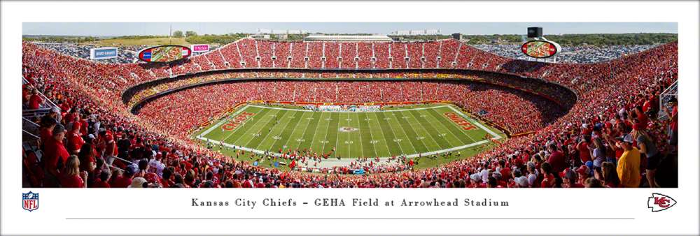 Kansas City Chiefs Panoramic Poster - Arrowhead Stadium NFL Fan Cave Decor  Unframed
