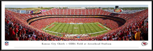 Kansas City Chiefs Panoramic Poster - Arrowhead Stadium NFL Fan Cave Decor  Standard Frame