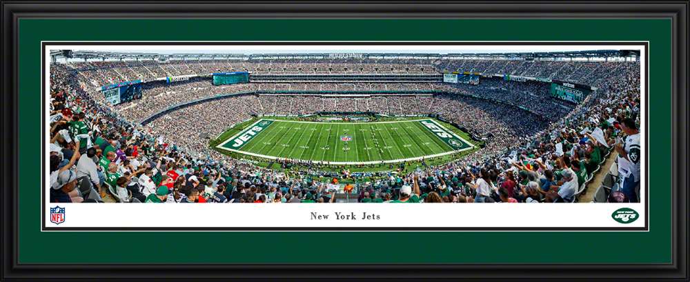 New York Jets Panoramic Poster - MetLife Stadium NFL Fan Cave Decor  Deluxe Frame