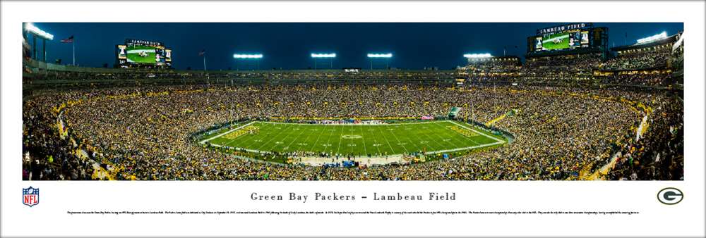 Green Bay Packers Panoramic Picture - Lambeau Field at Night  Unframed