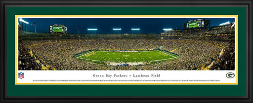 Green Bay Packers Panoramic Picture - Lambeau Field at Night  Deluxe Frame