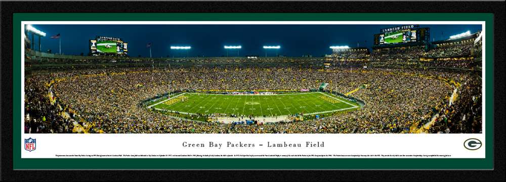 Green Bay Packers Panoramic Picture - Lambeau Field at Night  Select Frame