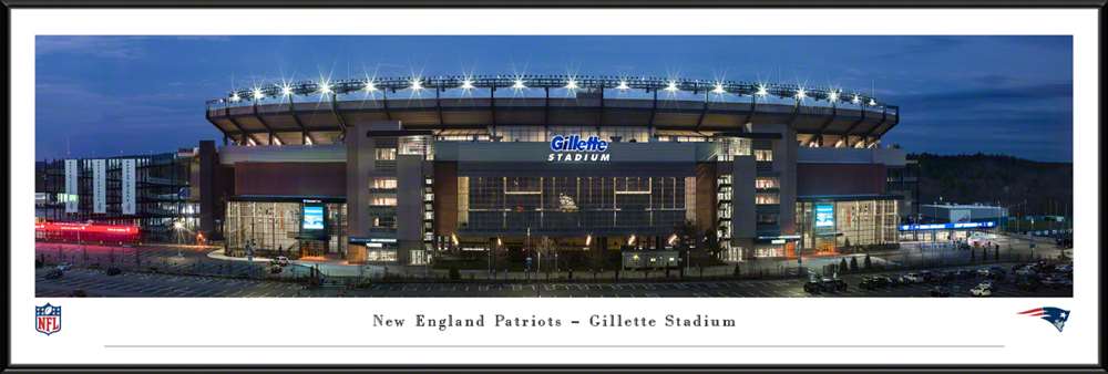 New England Patriots Panoramic Fan Cave Decor - Gillette Stadium NFL Poster  Standard Frame