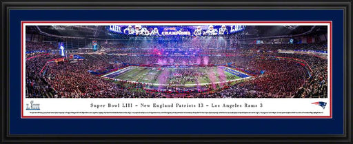2019 Super Bowl LIII Panoramic Poster - New England Patriots Victory  Deluxe Frame