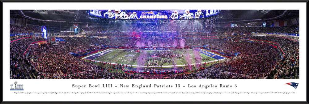 2019 Super Bowl LIII Panoramic Poster - New England Patriots Victory  Standard Frame