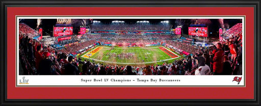 2021 Super Bowl LV Champions Panoramic Poster - Tampa Bay Buccaneers  Deluxe Frame