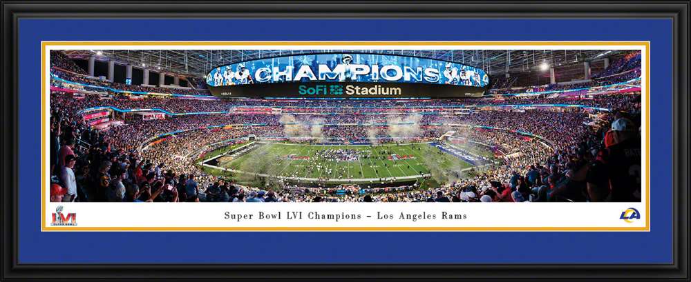 2022 Super Bowl LVI Champions Panoramic Picture - Los Angeles Rams  Deluxe Frame
