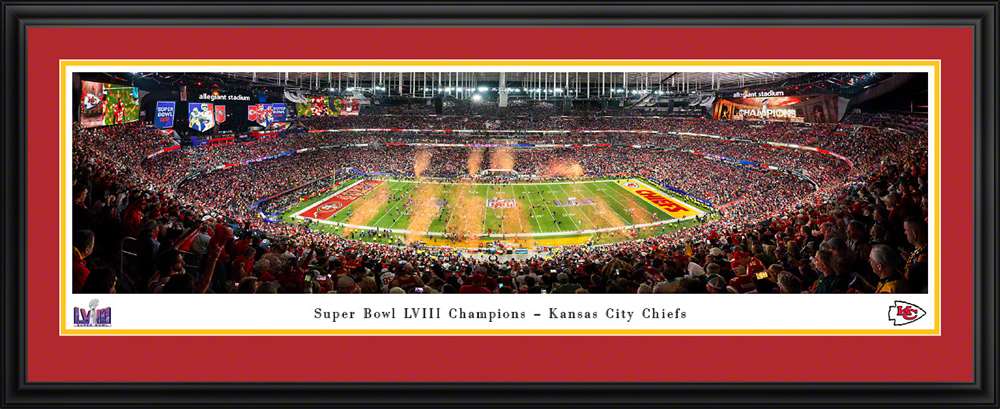 2024 Super Bowl LVIII Champions Panoramic Picture - Kansas City Chiefs  Deluxe Frame