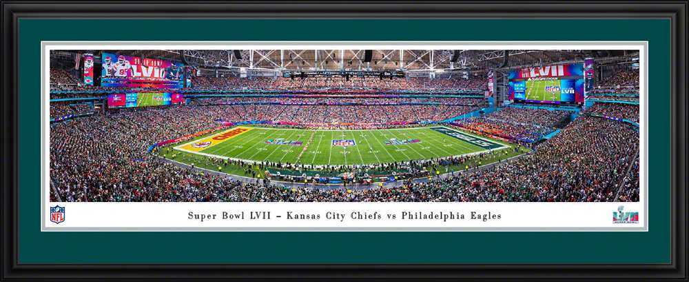 2023 Super Bowl LVII Kickoff Panoramic Picture - Kansas City Chiefs vs. Philadelphia Eagles  Deluxe Frame