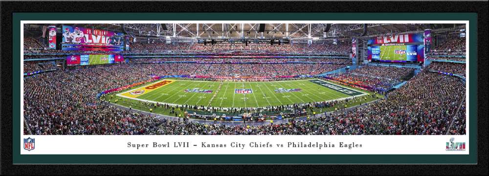 2023 Super Bowl LVII Kickoff Panoramic Picture - Kansas City Chiefs vs. Philadelphia Eagles  Select Frame