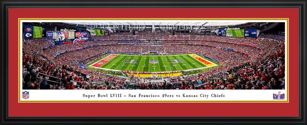 2024 Super Bowl LVIII Kickoff Panoramic Picture - San Francisco 49ers vs. Kansas City Chiefs  Deluxe Frame
