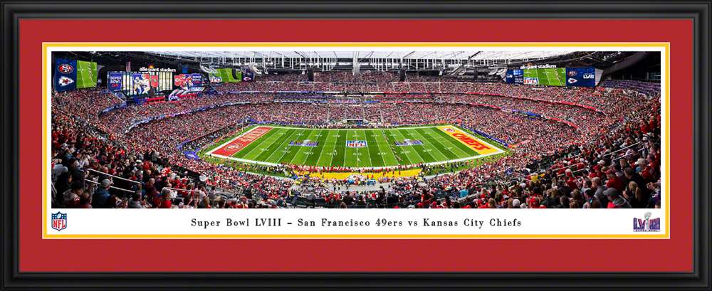 2024 Super Bowl LVIII Kickoff Panoramic Picture - San Francisco 49ers vs. Kansas City Chiefs  Deluxe Frame