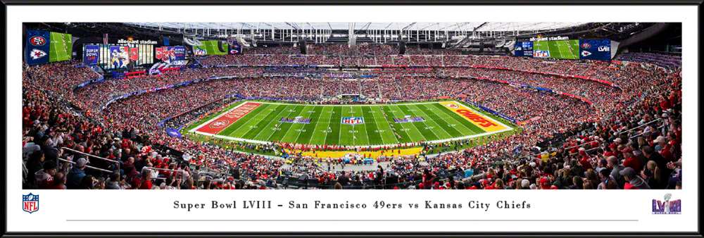 2024 Super Bowl LVIII Kickoff Panoramic Picture - San Francisco 49ers vs. Kansas City Chiefs  Standard Frame