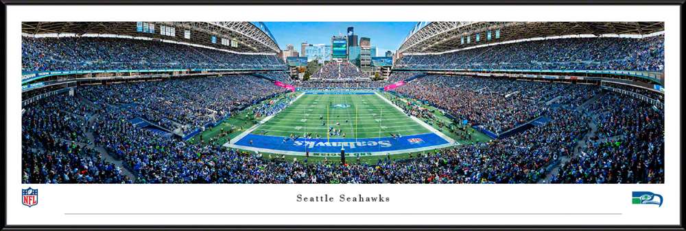 Seattle Seahawks Throwback Game End Zone Panoramic Picture - NFL Fan Cave Decor - Lumen Field  Standard Frame