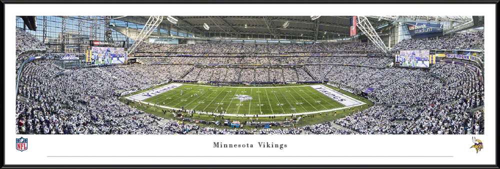 Minnesota Vikings White Out Game Panoramic Picture - NFL Fan Cave Decor  Standard Frame