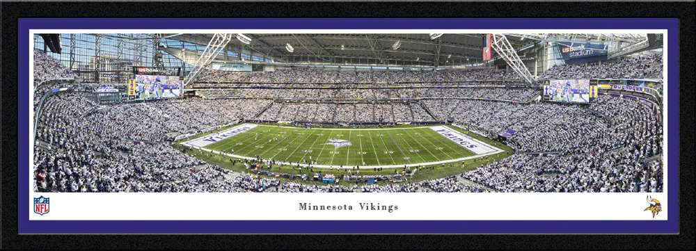 Minnesota Vikings White Out Game Panoramic Picture - NFL Fan Cave Decor  Select Frame