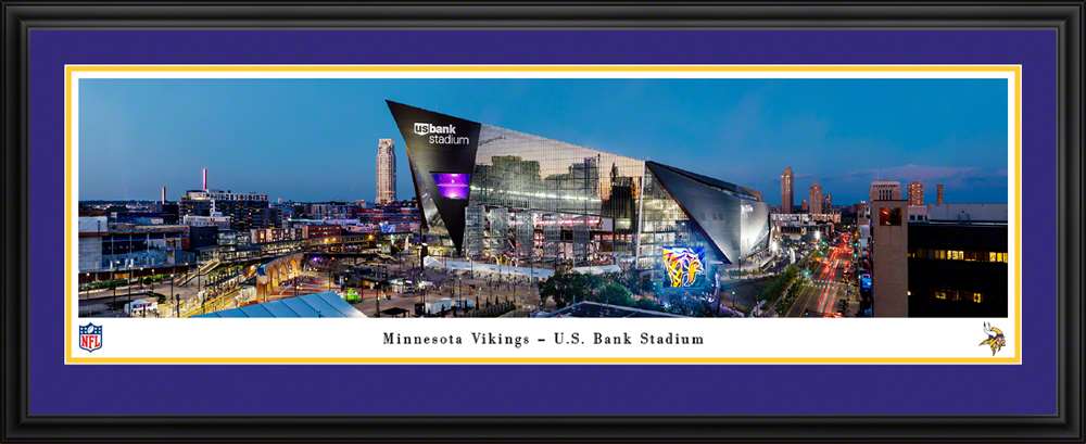 Minnesota Vikings Panoramic Picture - U.S. Bank Stadium NFL Fan Cave Decor  Deluxe Frame