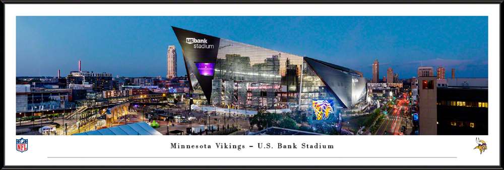 Minnesota Vikings Panoramic Picture - U.S. Bank Stadium NFL Fan Cave Decor  Standard Frame
