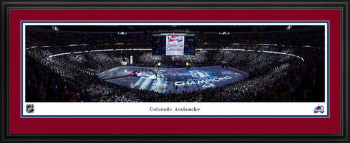 Colorado Avalanche Banner Raising Fan Cave Decor - Ball Arena NHL Panoramic Picture  Deluxe Frame
