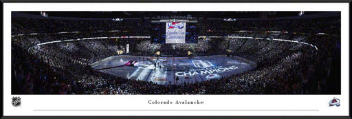 Colorado Avalanche Banner Raising Fan Cave Decor - Ball Arena NHL Panoramic Picture  Standard Frame
