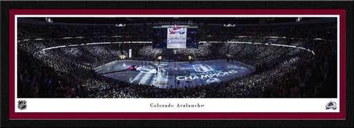 Colorado Avalanche Banner Raising Fan Cave Decor - Ball Arena NHL Panoramic Picture  Select Frame