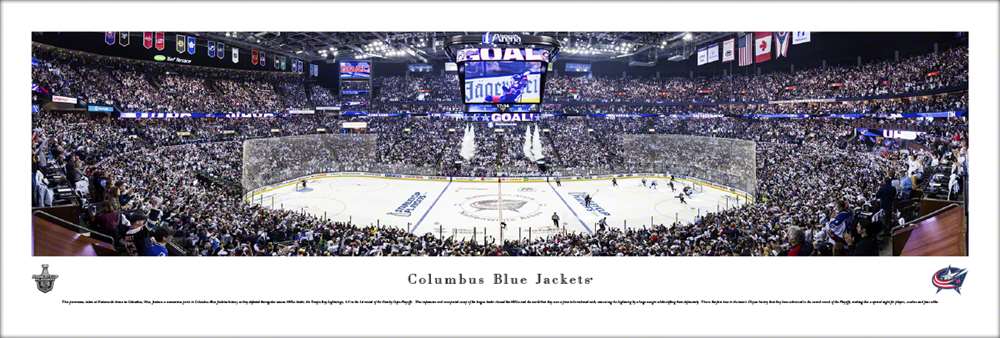 Columbus Blue Jackets Panoramic Poster - Nationwide Arena Fan Cave Print  Unframed