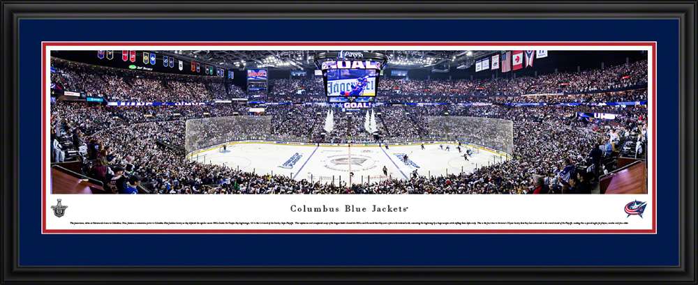 Columbus Blue Jackets Panoramic Poster - Nationwide Arena Fan Cave Print  Deluxe Frame