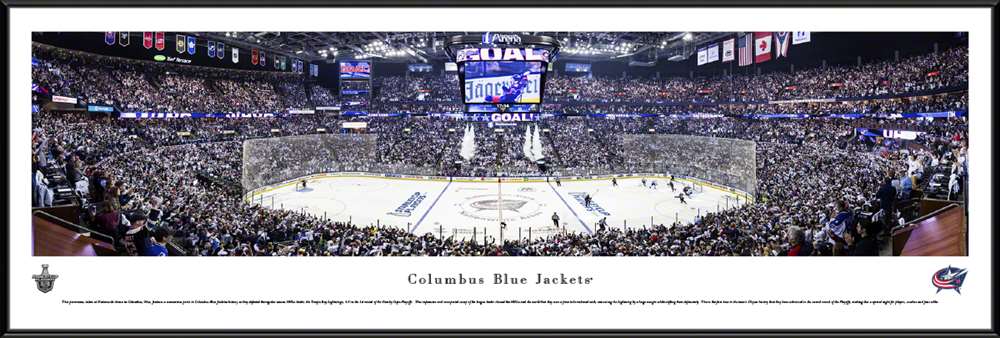 Columbus Blue Jackets Panoramic Poster - Nationwide Arena Fan Cave Print  Standard Frame