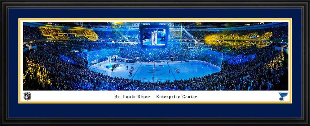 St. Louis Blues Panoramic Poster - Enterprise Center Fan Cave Picture  Deluxe Frame